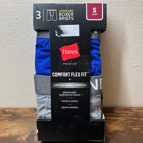 3 Pack Hanes Comfort Flex Fit Long Leg Boxer Briefs Small Mens 28-30 Underwear - Picture 1 of 7